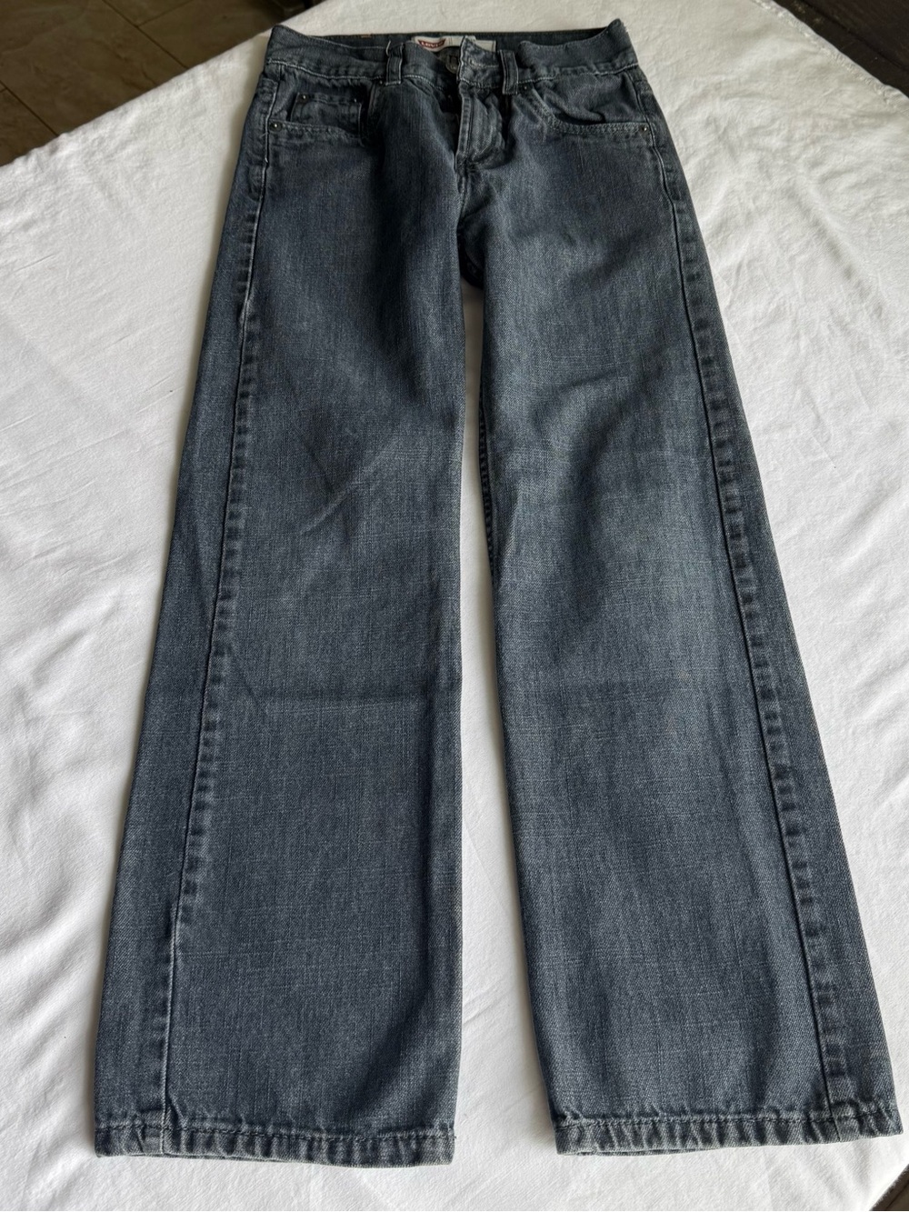 VTG LEVI'S 550 Relaxed Fit 12 Slim Jeans Boy Washed Dark Grey 100% Cotton Denim - Picture 9 of 10